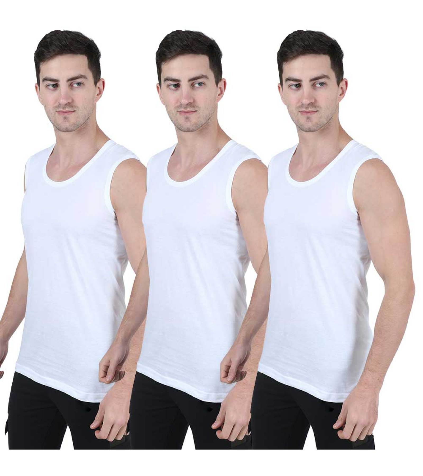 Men’s Cotton Vest Pack of 3 - Integra RNBS White